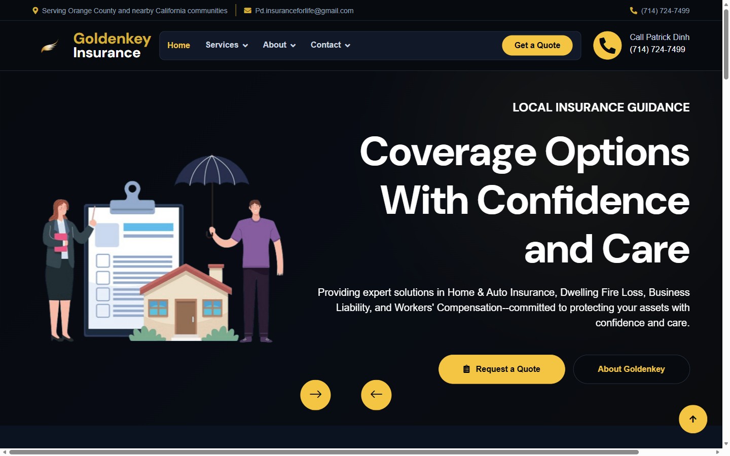 Goldenkey Insurance website, captured from its live homepage